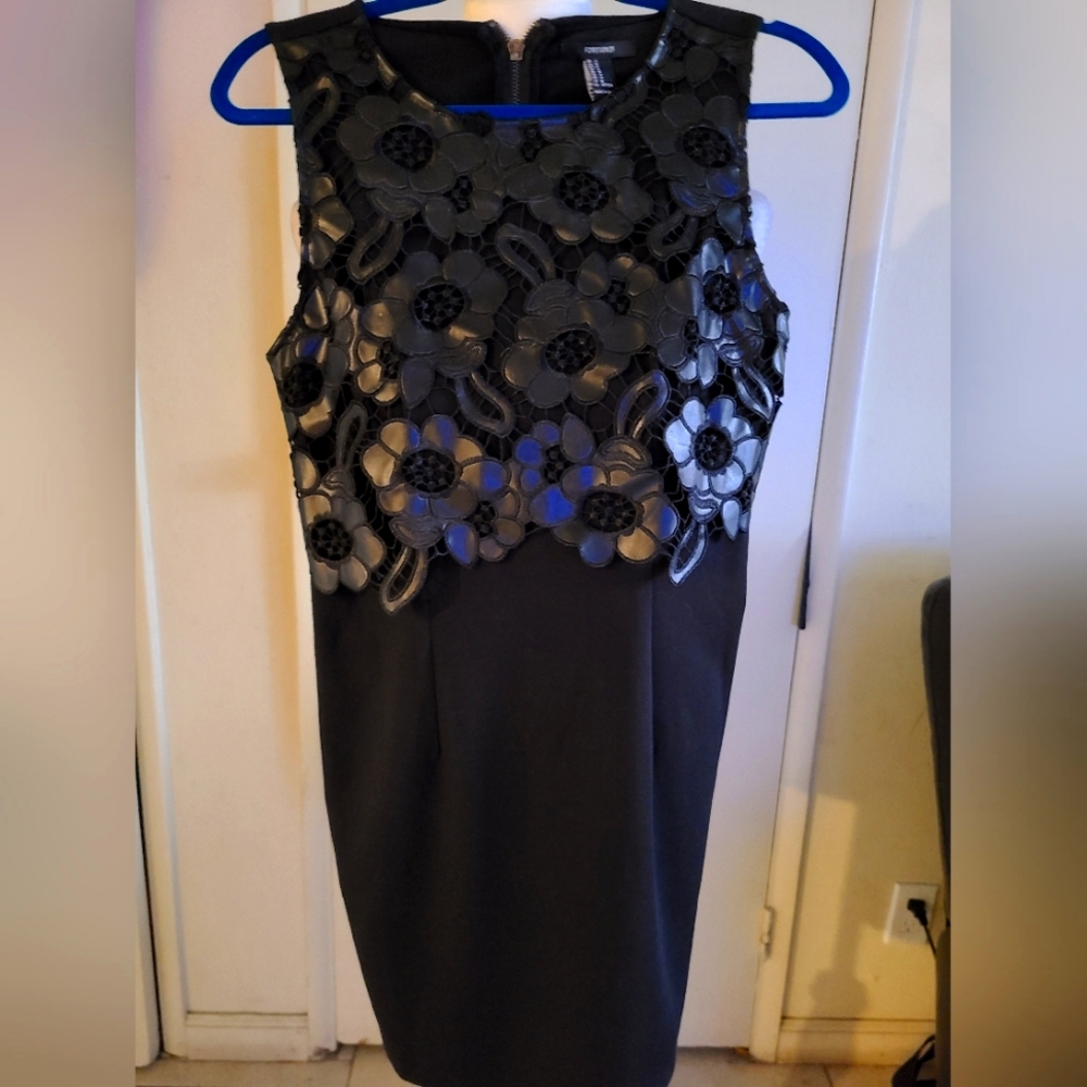 Black with leather flowers